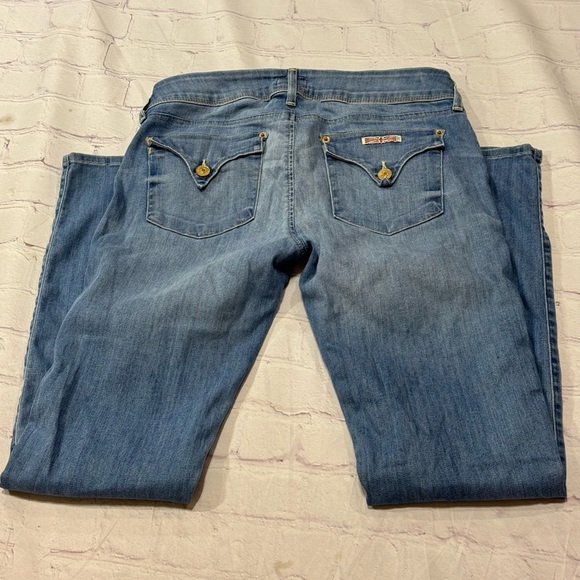 HUDSON “COLLIN SKINNY” Women's whiskered light faded Blue denim Jeans sz 29 GUC - Picture 6 of 16